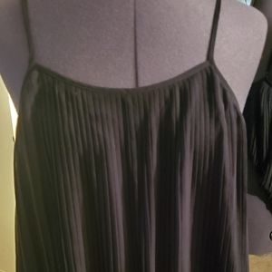 Naked Zebra Black Pleated  Spaghetti Straps Summer Top
